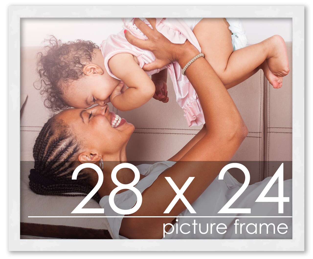 28x24 Solid Wood Picture Frame with UV-Resistant Acrylic & Acid-Free Backing, Available in 6 Finishes: Matte Black, Matte White, Metallic Bronze, Silver, Natural Wood Grain & Mahogany